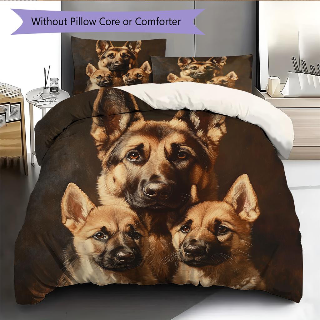 German Shepherd Pattern Bedding Home Decoration Birthday Gift (1 * Duvet Cover + 2 * Pillowcase, Without Core)