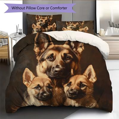 German Shepherd Pattern Bedding Home Decoration Birthday Gift (1 * Duvet Cover + 2 * Pillowcase, Without Core)