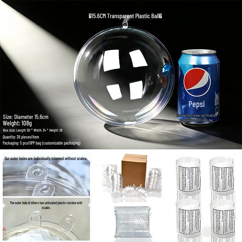 Clear Acrylic Christmas Hanging Decoration: Transparent, Round, Hollow Ball