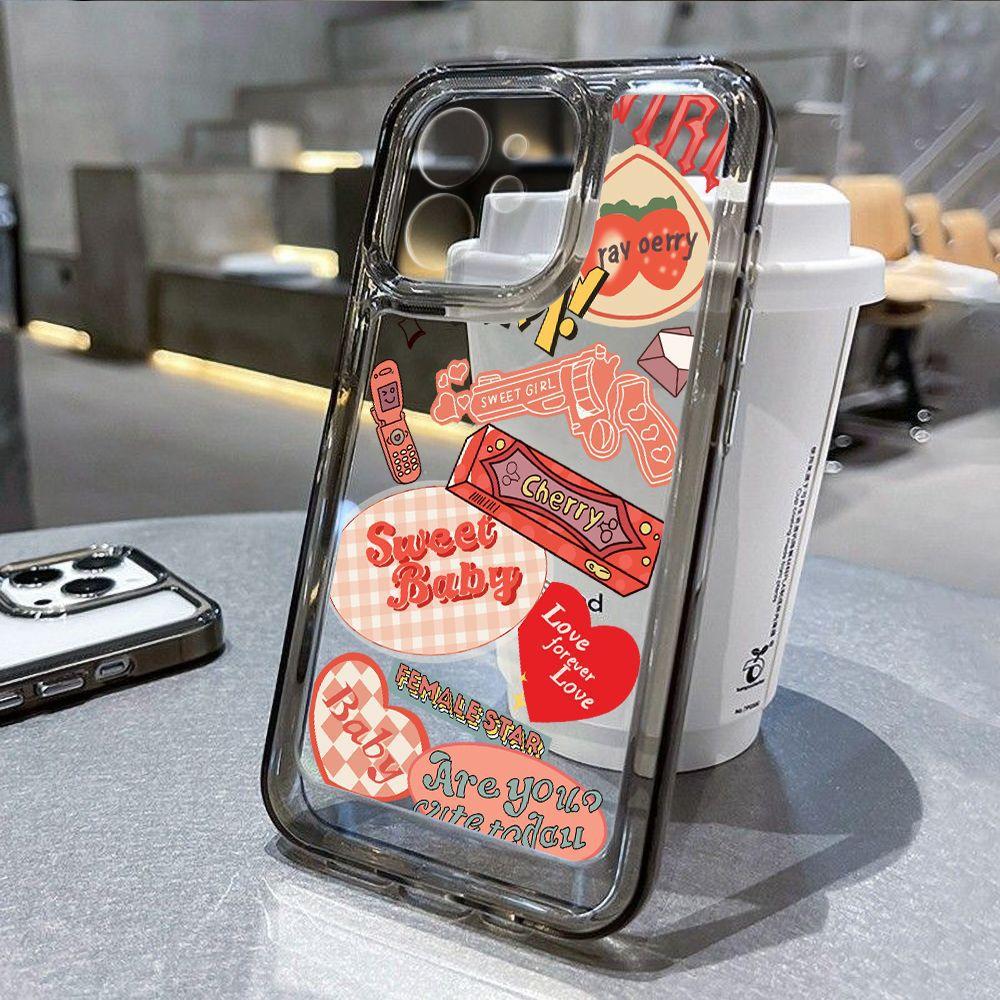 Cool creative pink graffiti for iPhone17 mobile phone case 16pro Apple 14 all-inclusive 13 girl heart 15