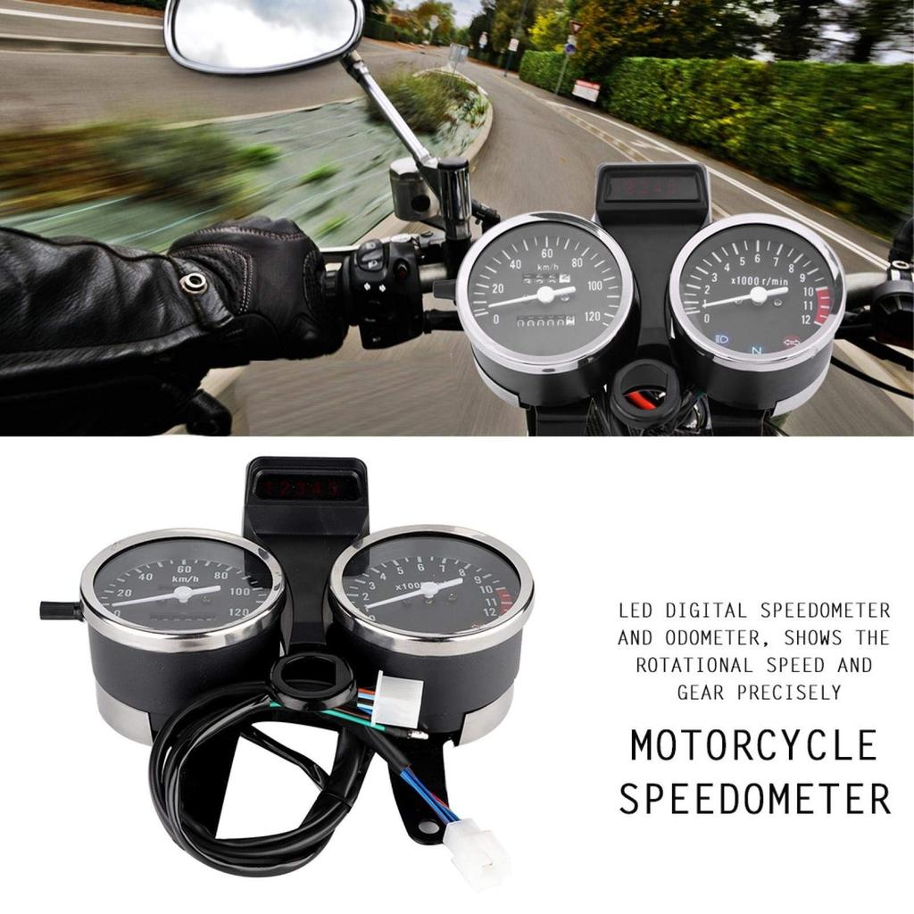 Yctze Motorcycle Speedometer Odometer LED Motorcycle Modification Accessories Speedometer Odometer Tachometer for Suzuki GN125