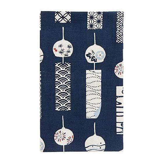 Hamamonyo Tenugui - Fuurin Komon (Blue) - 100% Cotton, 34cm X 90cm