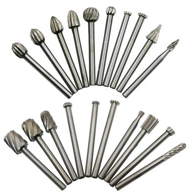 Set di 20 frese rotanti in acciaio rapido con gambo da 3 mm, per sbavatura, lucidatura, punte per accessori Dremel, frese rotanti da 39 mm
