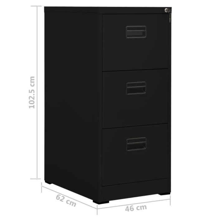 VidaXL Classeur Noir 46x62x102,5 cm Acier