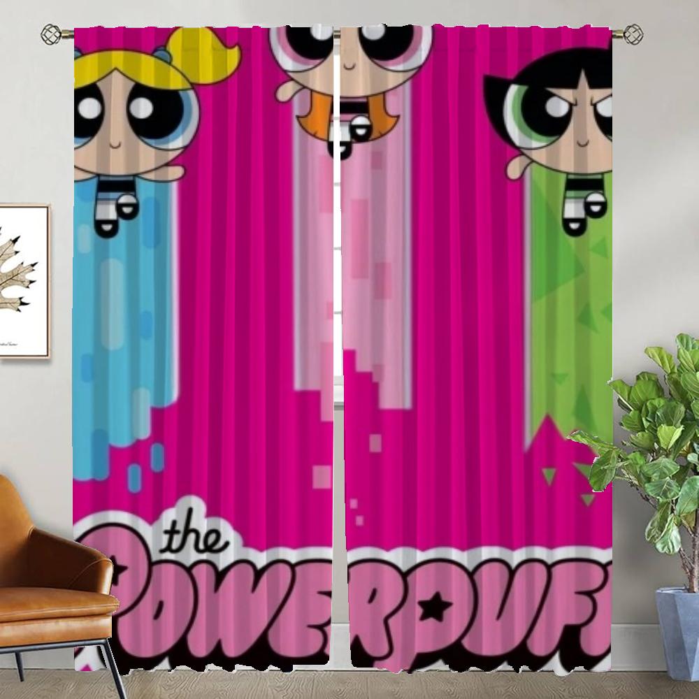 Zasłony do sypialni Powerpuff Girls Zasłony do wnętrza domu 2 sztuki Zasłona do salonu Przegroda Rolety Dekoracja na Halloween