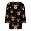 Damenmode Lässig Halloween Bedruckt V-Ausschnitt Kurzarm Zierknopf Dreiviertelarm T-Shirt Top