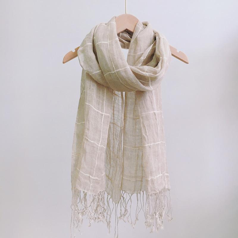 Linen  Scarf, Plaid Shawl  Four Seasons  Scarves  muslim scarf  scarfs for ladies