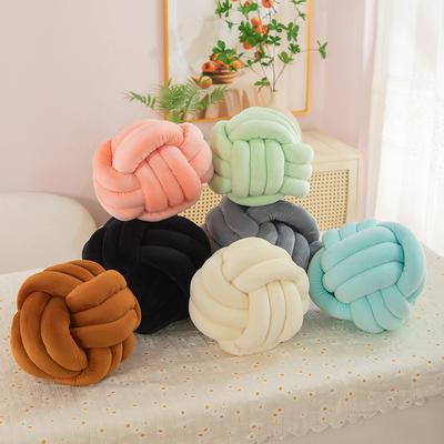 Nordic Hairball Pillow Three-strand Rope Knotted Ball Pillow Hand-woven Velvet Pillow Cushion Knot Bay Window Cushion