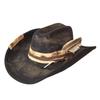 Antique Paint Wide Brim Cowboy Fedora Hat Suede Hat For Women Men Riding Hat Autumn Panama Cowgirl Hat Sombrero Vaquero