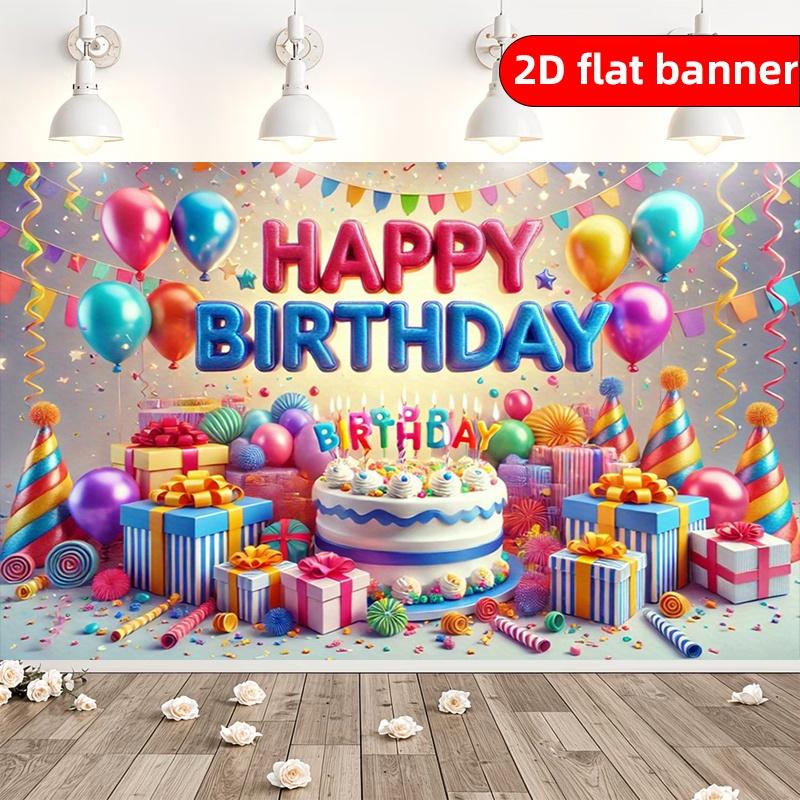 2D Flat Birthday Party Banner Polyester Photography 2D Background Cloth Flag Holiday Party Birthday Decoration