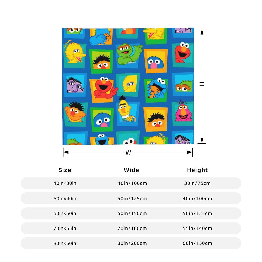 Sesame Street Cartoon Blanket Coral Fleece Plush Spring/Autumn Abby Cadabby Breathable Throw Blankets for Bed Bedroom Rug Piece