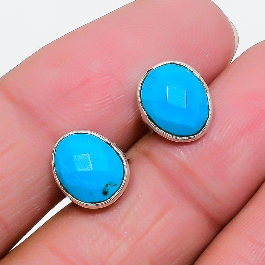 Arizona Turquoise Gemstone 925 Sterling Silver Jewelry Tops Earring GK-6959