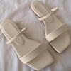 New Arrivals Open Run Women Simple Double Strap Sandals Black Beige