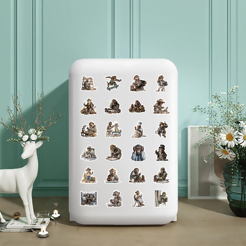50-piece Cartoon Monkey Sticker Cards, Perfect For Rewarding Kids, Decorating Notebooks, Or Personalizing Items.