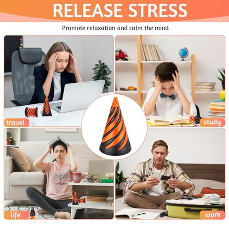 3D Spiral Cone Decompression Spiral Push Music Pyramid Fidget Toy Mini Vortex Line Illusion Desktop Ornament Adult Toy