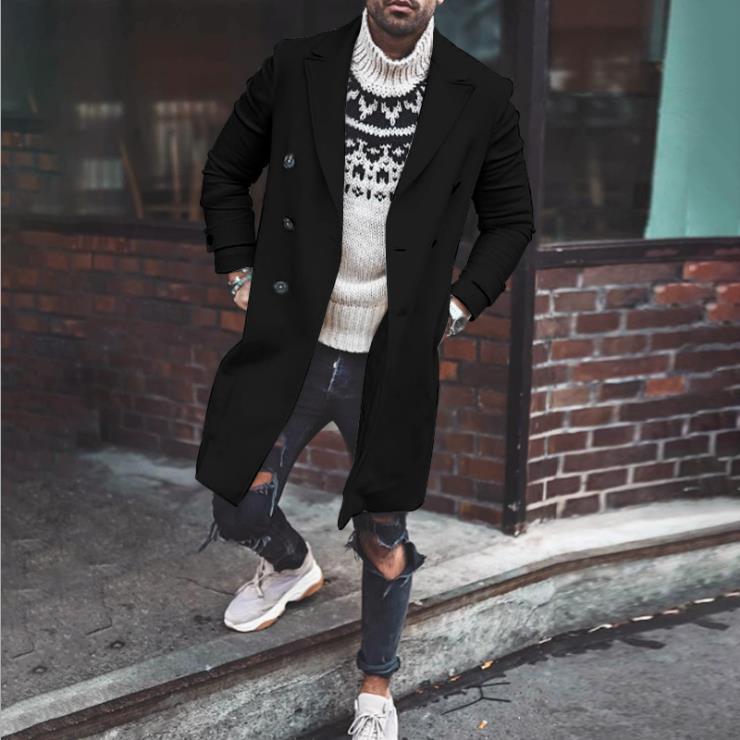 Autumn and winter woolen coat men's woolen trench coat wish woolen coat