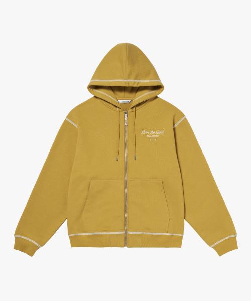 Goalstudio Stitched Big Logo Zip-Up Hoodie-Mustard