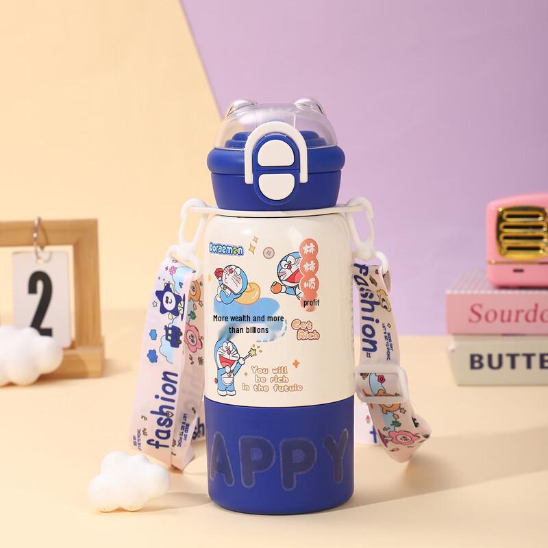 OLOEY 500ml Cute Stainless Steel Insulated Straw Water Bottle