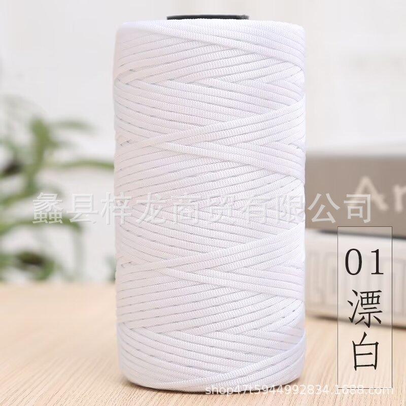 Mercerized Cotton And Linen Flat Belt Thread Hand-Woven Hook Hat Bag Seat Cushion Medium Thick Thread Bright Silk Thread Hook Summer Cool Hat Bright D 01 bleached*5s*10*1.5g*≤10tex*1*1.0