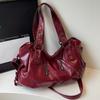 Retro Women's PU Leather Handbag Large Capacity Shoulder Bags Multi Zip Pocket Handbag for Daily Commute Work Shopping and Weekend Outings