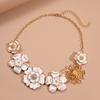 Diamond Drip Oil Hollow Geometric Flower Clavicle Chain Vintage Court Style Niche Necklace