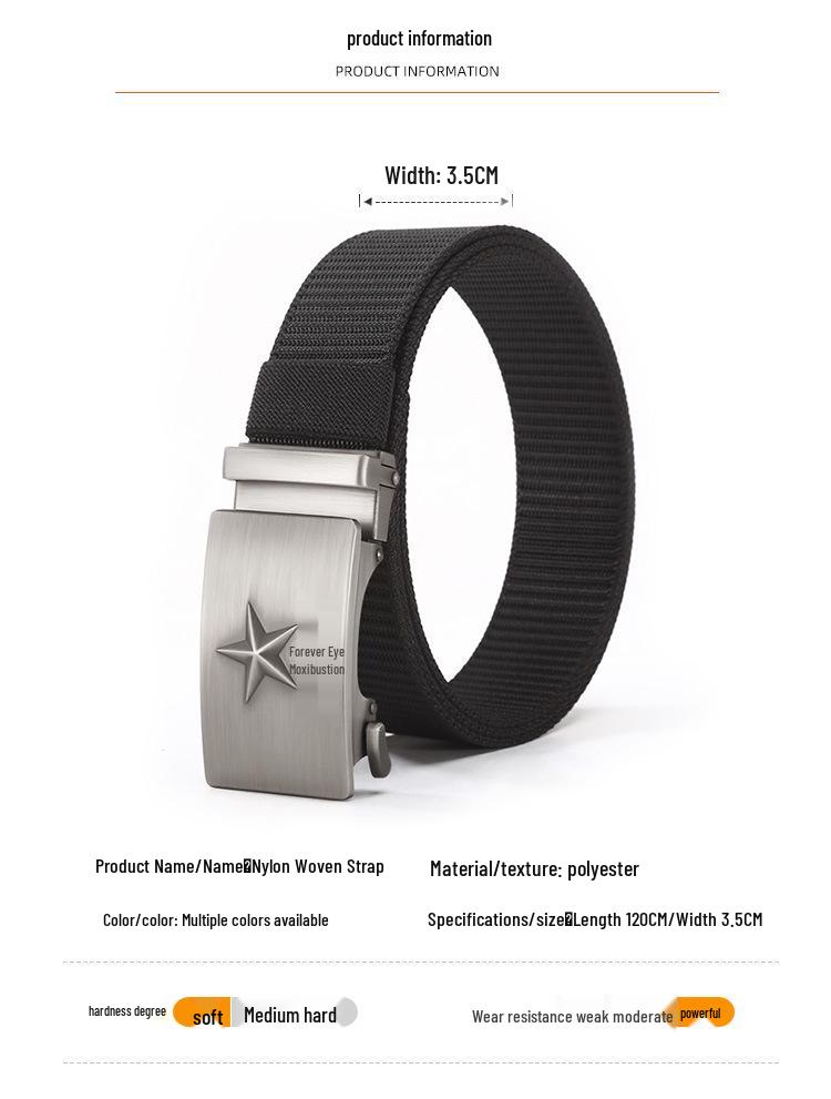 Men's Military Style Woven Nylon Belt for Outdoor and Casual Wear