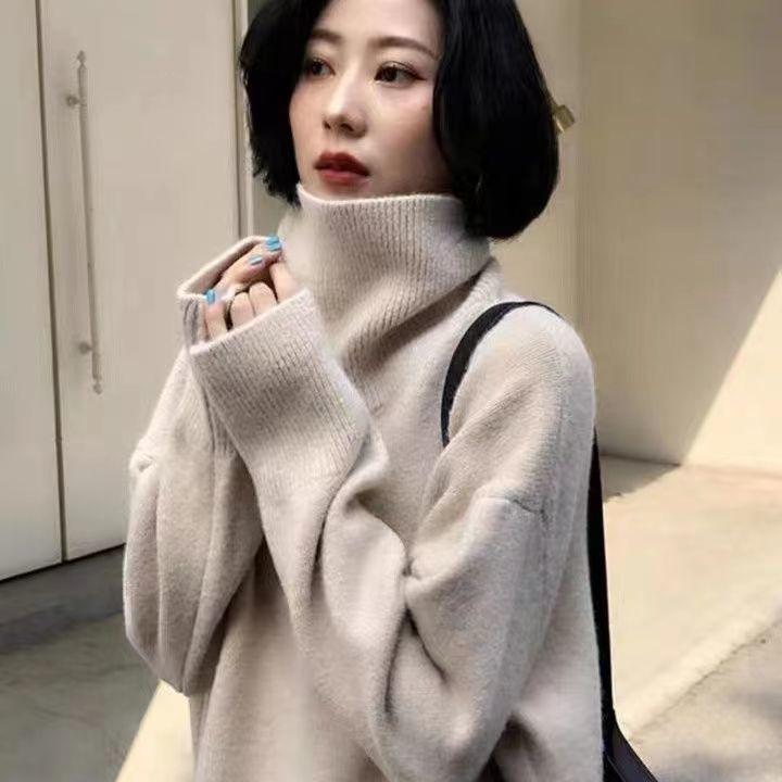 

Зимовий однотонний жіночий светр вуличний зимовий корейський трикотажний пуловер з довгими рукавами Жіночі светри 2XL абрикосовий