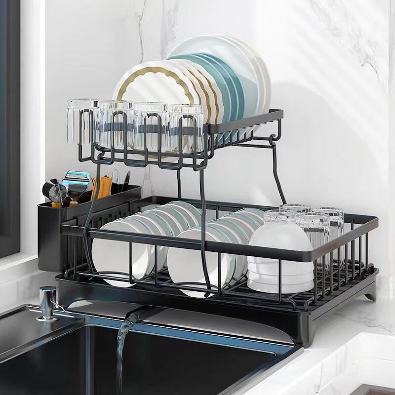 Carbon Steel Double-Layer Kitchen Dish Drying Rack