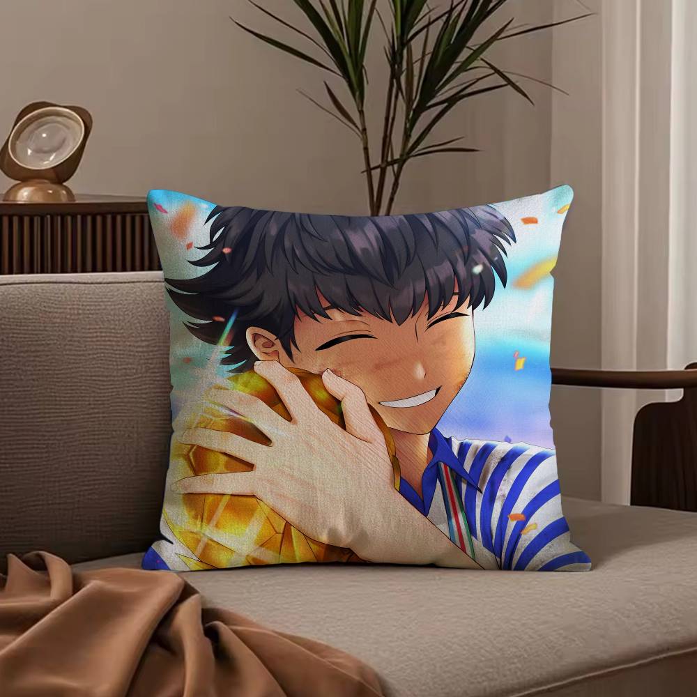 Hot Anime C-Captain T-Tsubasa Pillow Case Anti-dustmite Pillowcase Invisible Zipper Silky Short Plush Sofa Cushion Cover