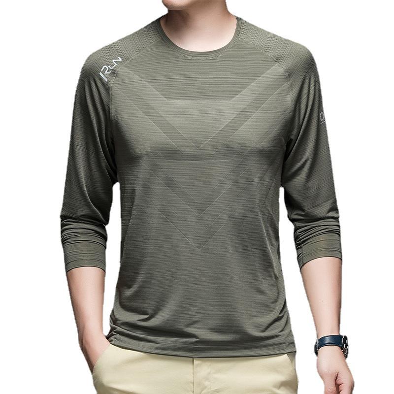 Herren Eis-Seide Langarm Fitness-T-Shirt - Frühling/Sommer, Dünn, Elastisch, Outdoor-Sportarten, Business-Stil