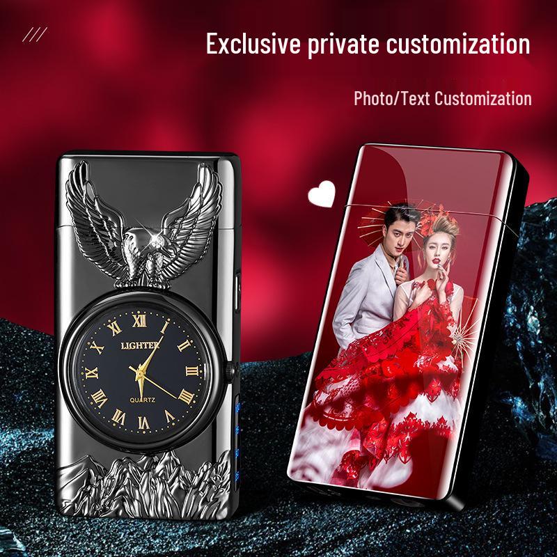 Eagle Design Dual Arc Lighter with Power Display & Lighting Strip - Ideal Gift for Boyfriend