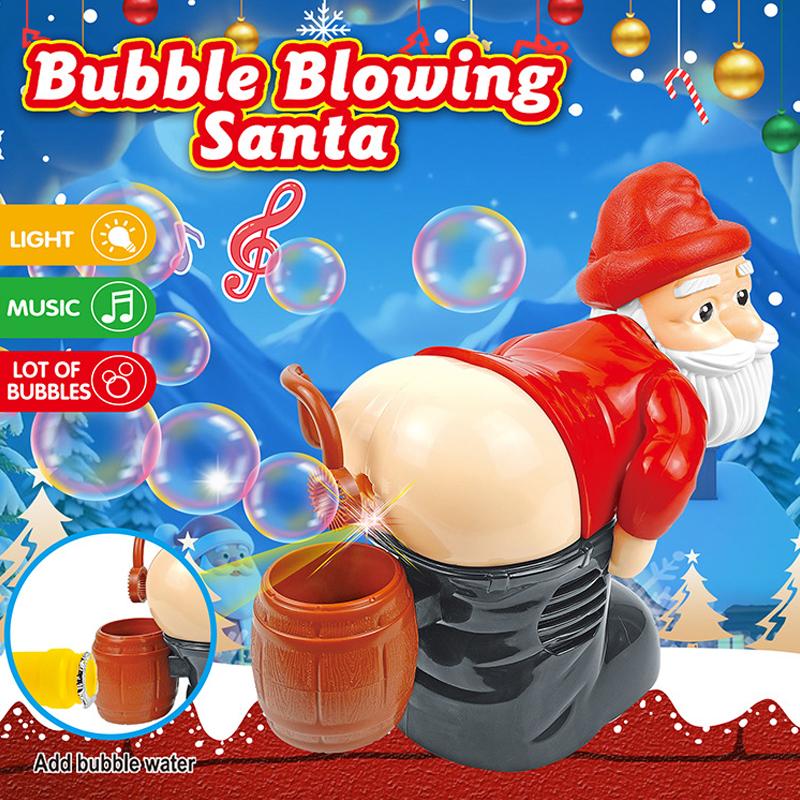 New Toy Christmas Gift Funny Soap Bubble Machine Santa Claus Hips Bubble Blowing Machine with Light and Music Bubble Gifts