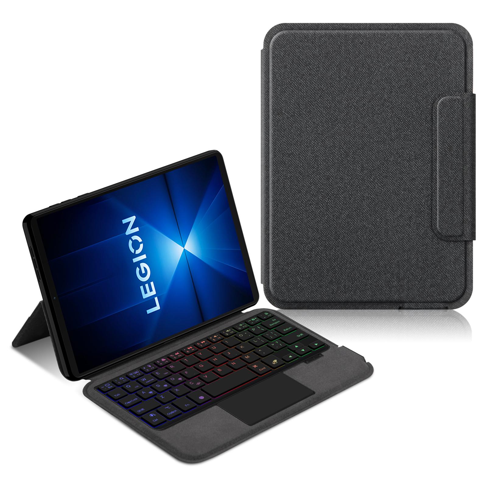 

For Lenovo Legion Y700 (2025) Leather Case+Touchpad Bluetooth-Compatible Keyboard with Backlit A