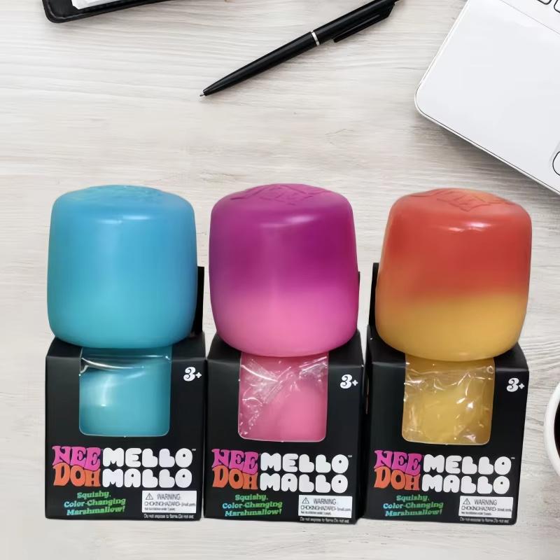 Needoh Mello Mallo Giocattolo Morbido Reattivo ai Raggi UV Texture Marshmallow Rilascio Lento Giocattolo Spremibile Fidget Cambia Colore alla Luce Solare Regalo