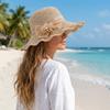 Flower Wide Brim Knitted Hat Lace Bow Beach Sun Hat Fisherman Hat Weave Bucket Hat  Summer