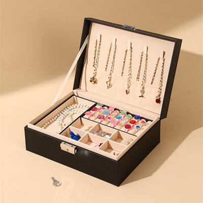 Double-layer PU Leather Jewelry Storage Box Large Capacity Jewelry Box Earrings Necklace Storage Box Bracelet Box