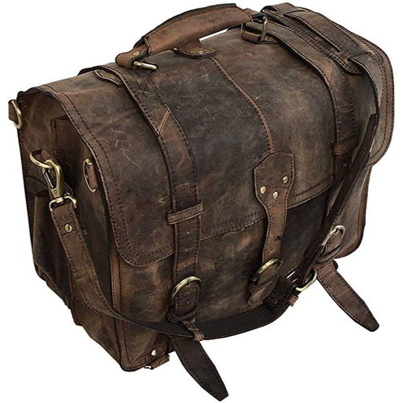 Genuine Buffalo Leather Messenger Bag, Laptop Bag, Vintage Bag, Handmade Briefcase Satchel Crossbody Bag for Men/Women Valentine Gift