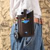 Men's Vintage Genuine Leather Phone Bag - Vertical Style, Durable Crazy Horse Leather, Belt Waist Bag for Work Use
