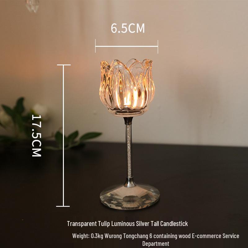 Nordic Glass Flower Candle Holder – Elegant, Lightweight, High-Footed Romantic Table Decoration.