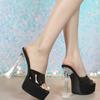 MCLUBGIRL  Crystal Thick Heel Square Transparent Word With High Heel Cool Slippers Skirt Fairy Shoes Catwalk Performa LFD-3640-3