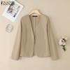 ZANZEA Women Casual V-Neck Solid Color Long Sleeve Cardigan Blouse