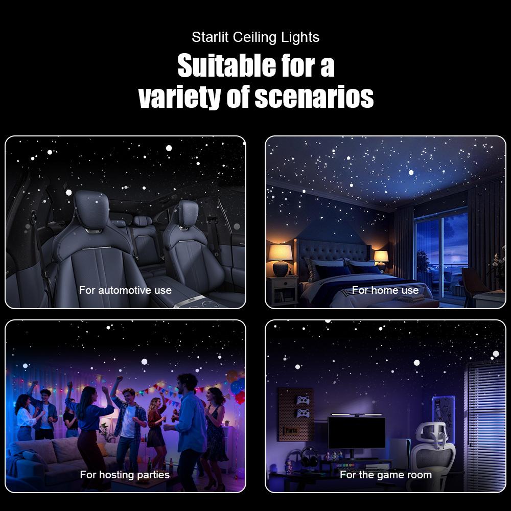 Car mounted starry sky top projection light, car interior LED ambient light, USB modified decoration, starry sky wireless night