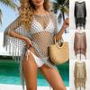 Knitted Shawl Jacket Hollowed Out Cover Up Versatile Beach Towel  Sun Protection
