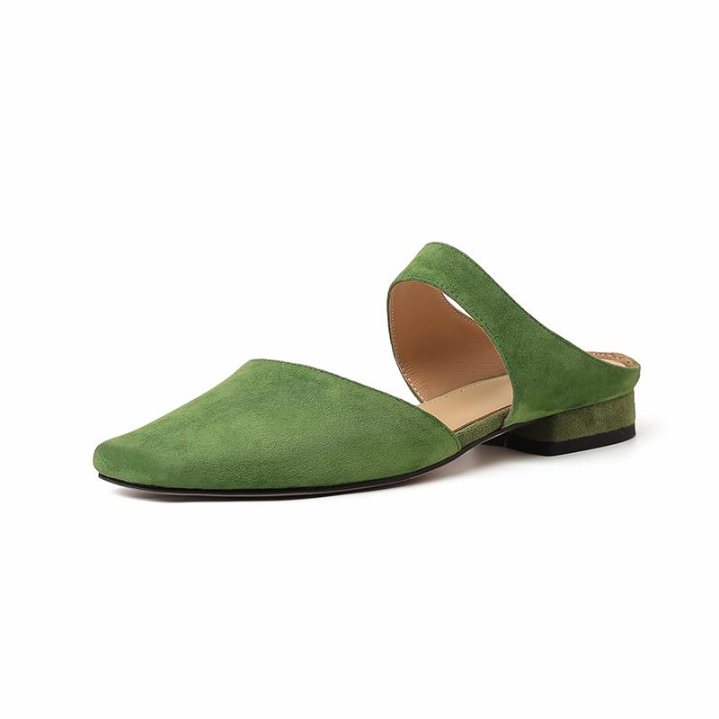 Fashion 2025 New Summer Women Shoes Sheepskin Shoes for Women Simple Bow Women Slippers Low Heels Square Toe Slippers Mules Handmade