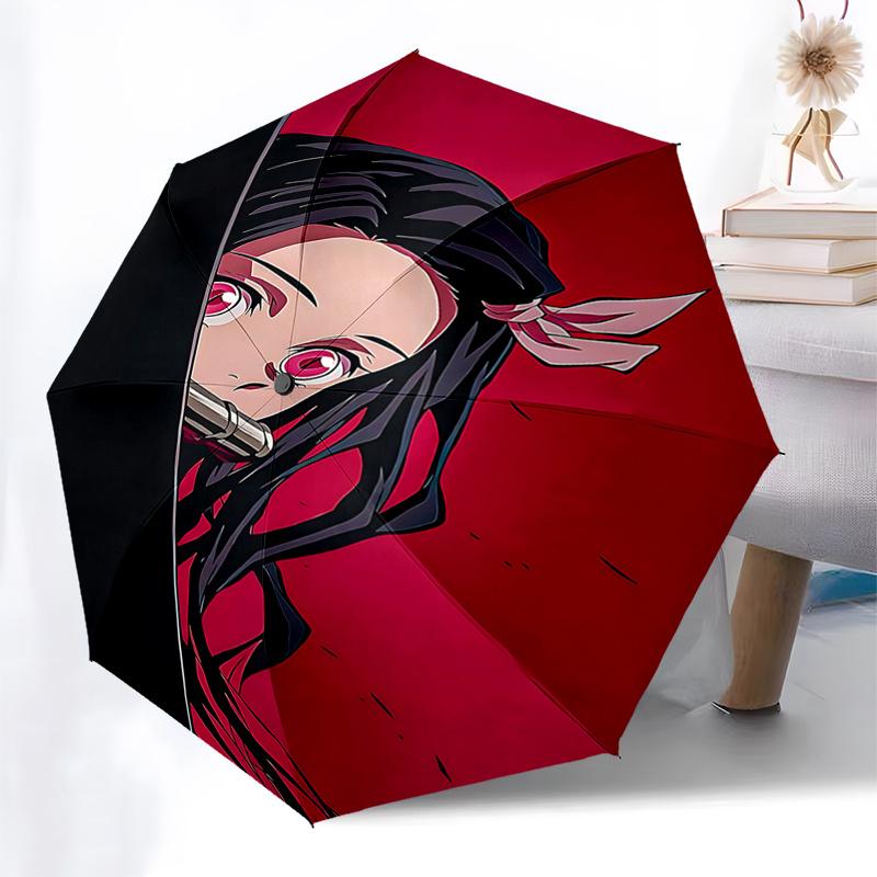 Anime Karakter Paraplu: Automatisch Openen en Sluiten, Draagbaar 3-Vouws Ontwerp met 8-Ribben IJzeren Frame - Perfect voor Fans, Reizigers, Elke Dag