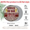 2D Flat, 1pc 2D Flat, 7.87x7.87 Inch Round French Aluminum Sign, Vintage "Bar Rules" Decorative Plaque, Bar Decor Sign for Restaurants, Bars, Cafes