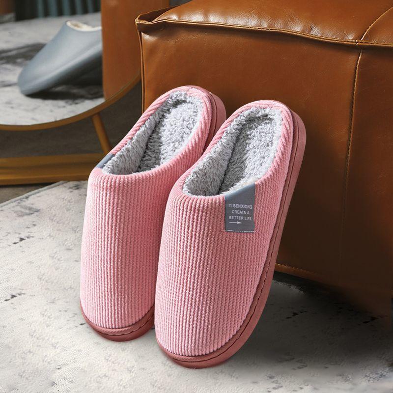 Unisex Winter Indoor Warm Home Hausschuhe Paare Schlafzimmer rutschfeste weiche Unterseite Hausschuhe Frauen Baumwolle Home Boden Schuhe 36-37 rosa