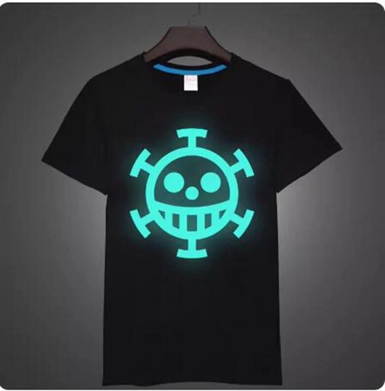 Anime One Piece Trafalgar Law Pirate Symbol Luminous Anime Adult T-Shirt 4XL