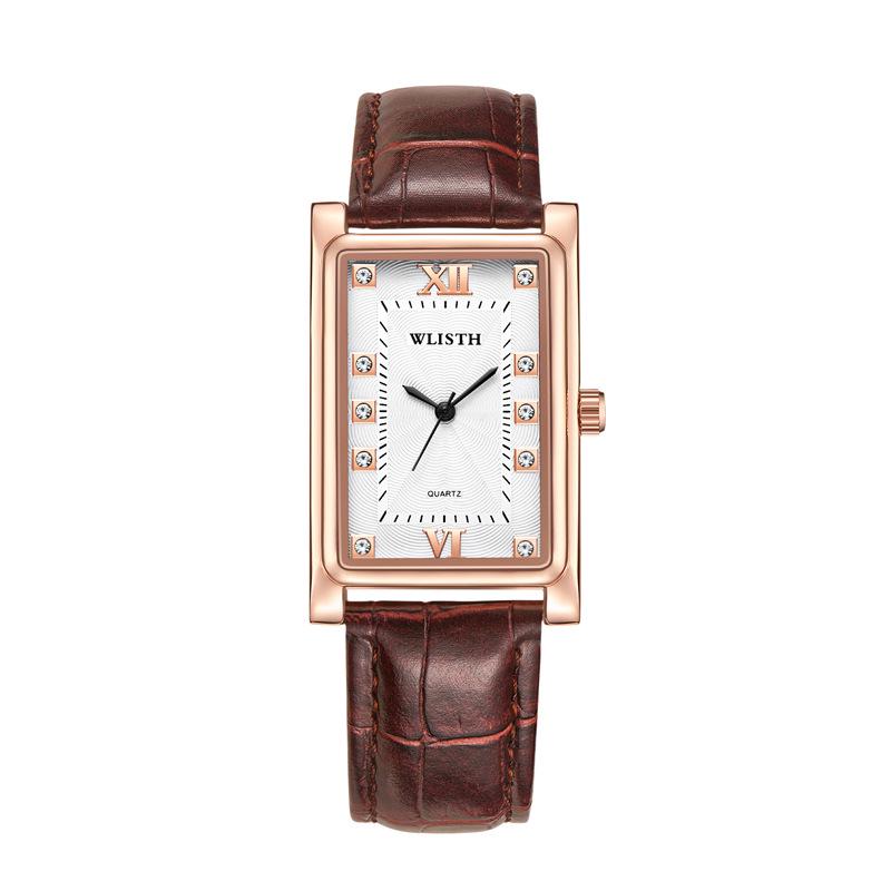Volis Couple Watches: Men s and Women s Matching Diamond-Embedded Leather Strap Student Watches
