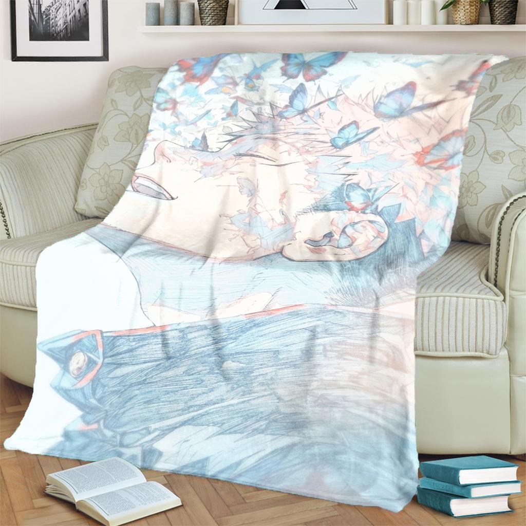 Soft Jujutsu Kaisen Flannel Throw Blanket Warm for Bedrooms, Sofas, Beds, Chairs, Picnics, Travel